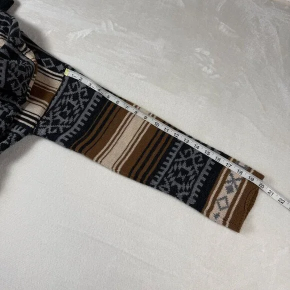 Stetson Womens Southwestern Cardigan Sweater Belted Shawl Collar L Brown/Gray St - Picture 5 of 8